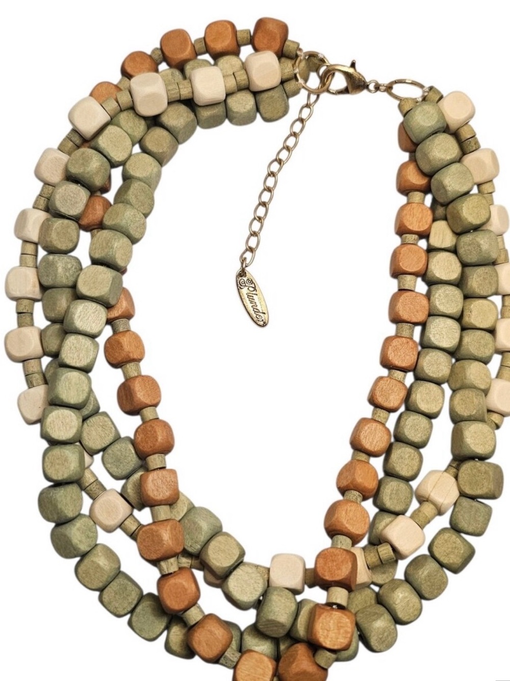 Plunder Multi Strand Wooden Beaded Statement Necklace